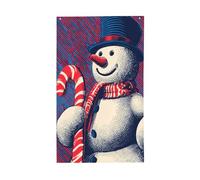Banderole de vœux rétro avec motif bonhomme de neige avec canne à sucre d'orge, 9,1 x 1,5 m