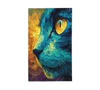 Banderole de vœux surréaliste avec œillets pour intérieur ou extérieur Motif chat 90 x 152 cm