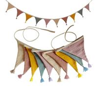 Banderole en coton respirant pour chambre d'enfant, fête prénatale, accessoires de photographie, drapeau en tissu doux avec pompons, décoration murale pour chambre d'enfant