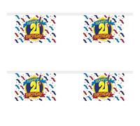 Banderole Happy 21st Birthday - 9 m - 30 fanions en polyester FlagSuperstore