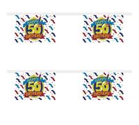 Banderole Happy 50th Birthday - 9 m - 30 fanions en polyester FlagSuperstore