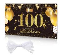 Banderole Joyeux 100 Ans,Bannière Joyeuse Anniversaire, Fond Photo Anniversaire Idéal pour le Studio et la Fête,100 Ans Deco,100 d’ De Fête Tissu Affiche Toile de Fond