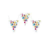 Santex 4877-99 Banderole Festif Forme Triangle Imprimé Joyeux Anniversaire Tissu Multicolore 36 x 24 x 12 cm