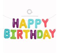 Banderole Joyeux Anniversaire Ballon joyeux anniversaire bleu or, bannière d'anniversaire avec lettres en aluminium de 16 pouces(Macaron Color)