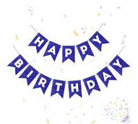 Banderole Joyeux Anniversaire Blue Shine,Bannière en Papier Kraft avec Drapeaux pour Décoration de Fête d'Anniversaire Garçon Fille