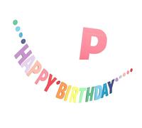 Banderole Joyeux Anniversaire Happy Birthday Bannière Pré-enfilée Guirlande en Papier Réutilisables pour la Décoration de Fête d'Anniversaire Adultes Enfants