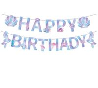 Banderole Joyeux Anniversaire,Sirène Guirlande Happy Birthday Kit de Bannière d'Anniversaire Happy Birthday Banner pour Filles Garçons Adultes, Décorations de Fête d'Anniversaires Party