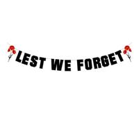 Banderole « Lest We Forget » - Motif coquelicot - Décoration du jour du Souvenir - Fleurs en soie - Pour jardin et extérieur