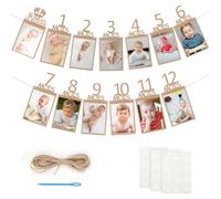 Banderole Photo Anniversaire 1 an, Bannière Photo 1-12 Mois, Bébé Guirlande Photo Anniversaire 1 an, Première Anniversaire Decoration pour Garçon Fille