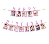 Banderole photo joyeux anniversaire, album photo en papier kraft, banderole photo d'anniversaire, banderole joyeux anniversaire pour enfants et adultes, décoration de fête d'anniversaire (viole)