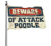 Banderole pour décoration d'extérieur Motif caniche Inscription Man Cave Bar Beware Of Attack 30 x 45 cm