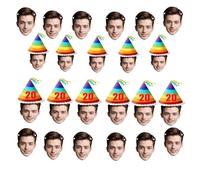 Banderole Visage Personnalisée - Bannières d'Anniversaire sur Mesure - Décoration Photo Fête - Pancarte Joyeux Anniversaire - 6-20 Pièces avec Corde de 5 Mètres Décor Fête Customisable en Couleurs