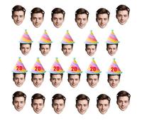 Banderole Visage Personnalisée - Bannières d'Anniversaire sur Mesure - Décoration Photo Fête - Pancarte Joyeux Anniversaire - 6-20 Pièces avec Corde de 5 Mètres Décor Fête Customisable en Couleurs