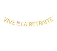 Banderole Vive La Retraite Guirlande Joyeuse Retraite Bannière de Fête Dorée Décorations Party Supplies