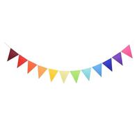 Banderoles à fanions, Guirlande de drapeaux multicolores réutilisables, banderole triangulaire en feutre, décor fête d'anniversaire et mariage, 12 pièces(Color19)