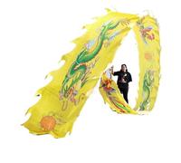 Banderoles pour Danse du Dragon, Dragons en Soie f Sortie printanière en Plein air, Jeu dans la Cour, Baguettes en Fibre de Verre et Sac de Voyage! Parc extérieur(Yellow,12m/39ft)