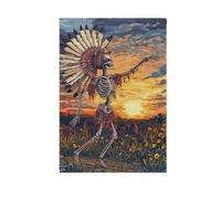Banderoles tribales dansantes squelettes humaines peinture à l'huile drapeaux d'extérieur drapeaux bannières pour décoration de porche 28 x 40 cm double face