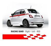 Bandes Adhésives Décoratives - Fiat - 500 - Rouge - Côtés - Résistantes Aux Intempéries