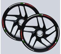 Bandes adhésives Jantes Moto 17 Pouces - Set 2 Roues - Design Racing Drapeau Italien Randagi - Résistants Soleil et Pluie - Autocollants brillants pour Roues Moto D0139
