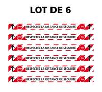 Bandes adhésives "Respectez la distance de sécurité" - Lot de 6