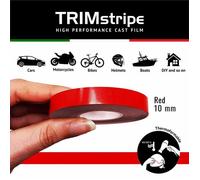 4R Quattroerre.it 10495 Trim Stripes Bandes Adhésives pour Voitures, Rouge, 10 mm x 10 MT