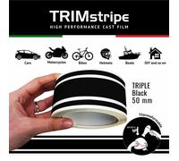 4R Quattroerre.it 10534 Trim Stripes Bandes Adhésives Triples pour Voitures, Noir, 3F 50 mm x 10 MT