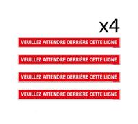 Bandes adhésives "Veuillez attendre derrière cette ligne" - Lot de 4