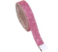 Bandes autocollantes en strass cristal, Ruban Strass Cristal Auto-Adhésif 1 Yard Multicolore 0,4-3 cm(Pink,7rows(1.5cm))