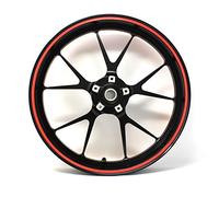 Bandes autocollantes pour bord de jante - Largeur 7 mm - Néon - Avec outil de montage - Accessoire pour jantes de voiture et moto 16", 17", 18", 19" - Rouge fluo