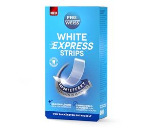 Bandes blanches PERLWEISS White Express - Blanchiment des dents en 15 minutes - Jusqu'à 2 niveaux de dents plus blanches - Effet immédiat avec bandes blanchissantes auto-dissolvantes - N'abîme pas