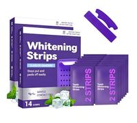Bandes Blanchissantes Dentaires,Kit de Blanchiment des Dents,28 Bandes Compactes pour Dents Sensibles, Whitening Strips Efficaces contre les Taches de Café et Vin,application sèche et humide