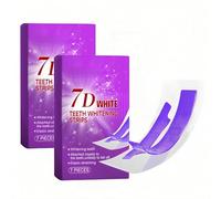 Bandes de blanchiment dentaire 7D, Blanchiment violet, Dents plus blanches et haleine fraîche, Facile à utiliser, Formule douce pour dents non sensibles. (2Pièce)