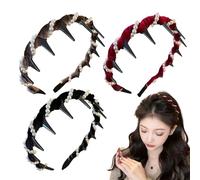 Bandes de cheveux avec perles pour femmes, 3 pièces, bandes décoratives pour cheveux, bande antidérapante avec dents pour femmes, filles, occasions spéciales, dîner rendez-vous