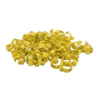 Bandes de Cuisses de Poulet, étiquettes Numérotées Durables pour Les Oiseaux, 100 Pièces, Faciles à Clipser, Poussins, Canards, Pigeons, Oies, Cailles, 20mm (Yellow)