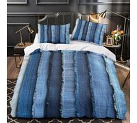 Bandes de denim Parure de Lit Imprimé en 3D Microfibre résistante Ultra Douce motifs de tissus texturés Housse de Couette Fermeture Éclair Super Douce Hypoallergique for Ado Single（140x200cm）