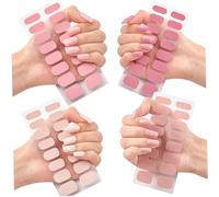 Bandes de gel semi-durcissables 4 feuilles autocollants pour ongles en gel 4 couleurs bandes de simples enveloppements pour ongles semi-durcissables lumière UV requise enveloppements complets pour