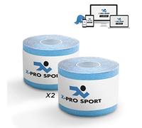 Bandes de kinésiologie pour strap 5m x 5cm, Bande taping Kinesio tape X-PRO-SPORT, Ruban adhésif fort, résistant à l'eau, élastique, respirant, imperméables, Optimal pour sport (2 x bleu)