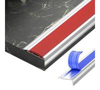 Bandes De Marche En Aluminium 100cm, Protecteur De Bord De Marche D'escalier Moulé En L Garniture D'angle Dentelée En Caoutchouc Antidérapante(Red,W5cm)