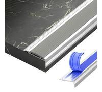 Bandes De Marche En Aluminium 100cm, Protecteur De Bord De Marche D'escalier Moulé En L Garniture D'angle Dentelée En Caoutchouc Antidérapante(Grey,W4cm)