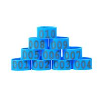 Bandes de Pattes de Volaille Durables Numérotées 16MM 001 - 100, Anneaux pour la Gestion des Races, Sac de 100 Pièces, Opérations de Volaille en Plastique Non Toxique (Blue)