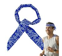 Bandes de refroidissement pour le cou, Écharpe rafraîchissante pour le cou,Refroidisseurs de cou bandana avec écharpe refroidie instantanée | Serviette froide, cravate imbibée imprimée autour du, bleu