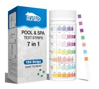 Bandes de test 7 en 1 pour piscine et spa, 150 pièces, pour tester avec précision le brome, l'alcalinité totale, le chlore libre, la dureté totale, l'acide cyanurique et le chlore total, le pH