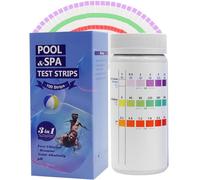 Bandes de test pour piscines et spas, bandelettes de test 3 en 1, kit de 100 tests d'eau, détection précise de dureté, chlore libre, brome, chlore total, acide cyanurique, alcalinité totale et pH