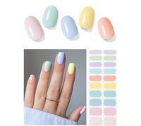 Bandes d'ongles en gel semi-durcies (couleurs au soleil), macarons, 20 autocollants pour ongles en gel, autocollants, nécessite un rayonnement UV, qualité salon, ongles longue durée, fournitures pour