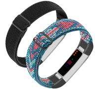 Bandes elastiques en nylon elastiques compatibles avec Fitbit Alta et Alta HR Fitness Tracker 2 Pack Traite de bracelet extensible Bracelet Brace