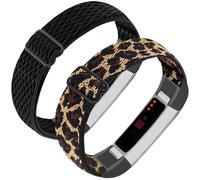 Bandes elastiques en nylon elastiques reglables compatibles avec Fitbit Alta et Alta HR Fitness Tracker 2 pack tresse de bracelet de bracelet de