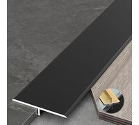 Bandes en aluminium noir - Profils Flo métalliques de 0,9 m x 2,2 cm - Couvre-joint de sol - Bordure profilée pour sol sans couture (3 x 90 cm)
