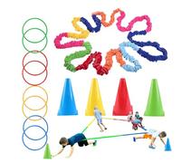 Bandes extensibles pour enfants - Bande extensible de plein air - Activités de plein air avec seau marqué pour enfants, garçons, adolescents, jeunes