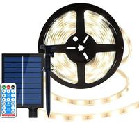 Bandes Lumineuses Solaires à LED, 10m 240led Bandes Lumineuses Solaires à LED Cordon Lumineux Flexible étanche Extérieur avec Télécommande Et Minuterie pour Le Jardin, Warm White
