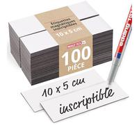 Bandes magnétiques 100 pièces I 10 x 5 cm I inscriptibles pour marquage réutilisables découpables effaçables étiquettes magnétiques adhésives cartes magnétiques pour tableau blanc I mag154